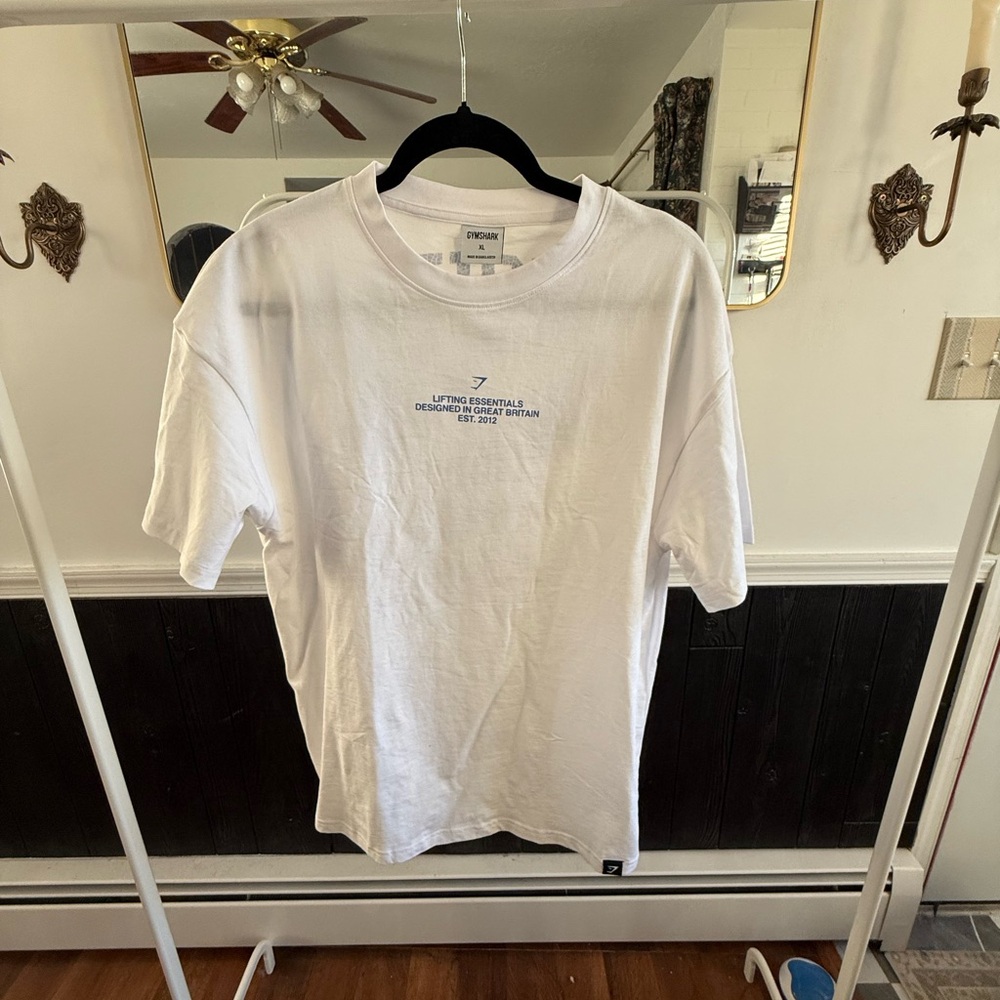 Gymshark White Tee with Blue Text